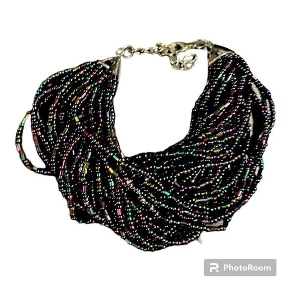 Multi Strand Indian Beaded Bracelet - Metallic Black
